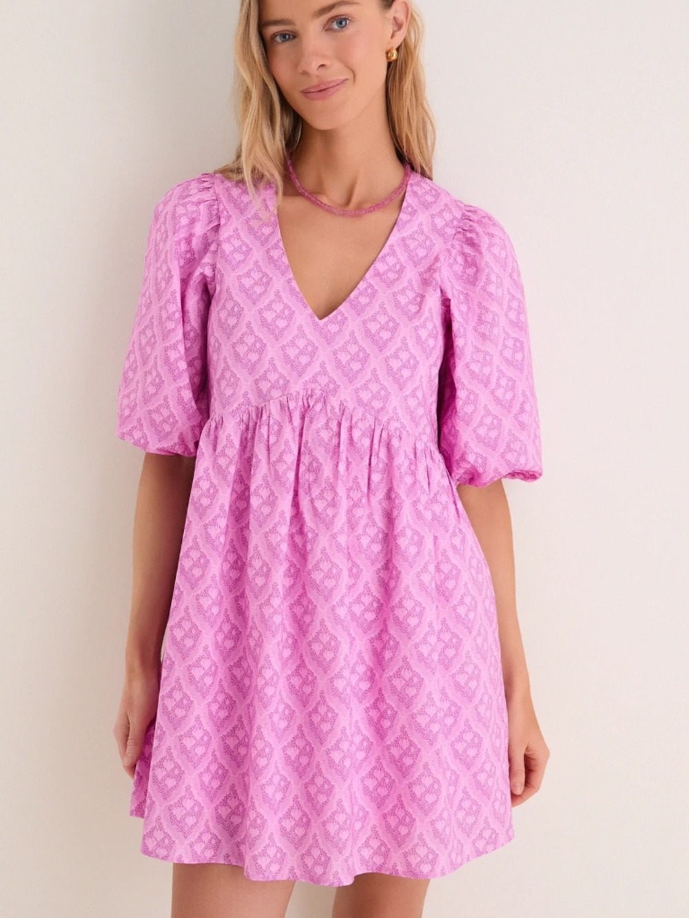 Tuckernuck Hyacinth House Pink Trellis Floral Patty Mini Dress XS